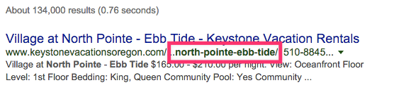 Even with long URLs, Google will show the keyword searched.