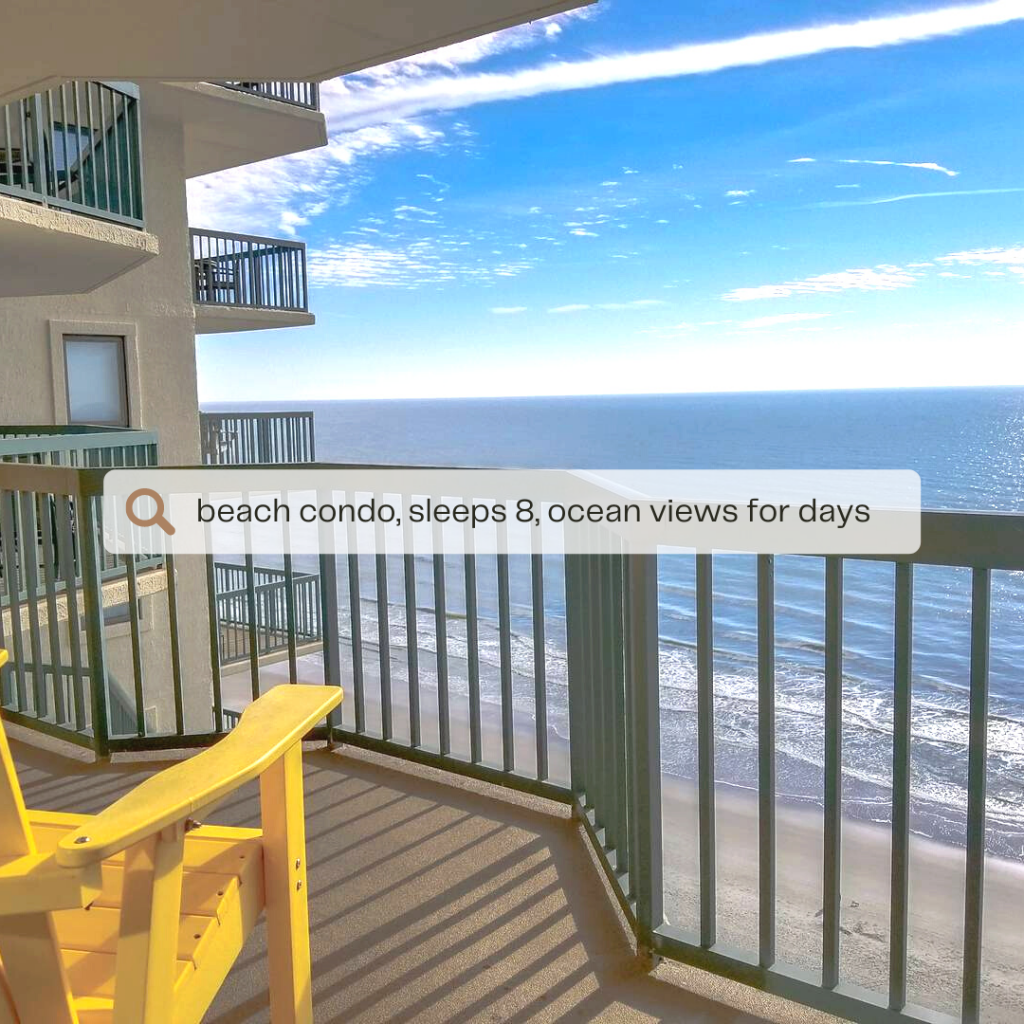 beach condo, sleeps 8, ocean views for days