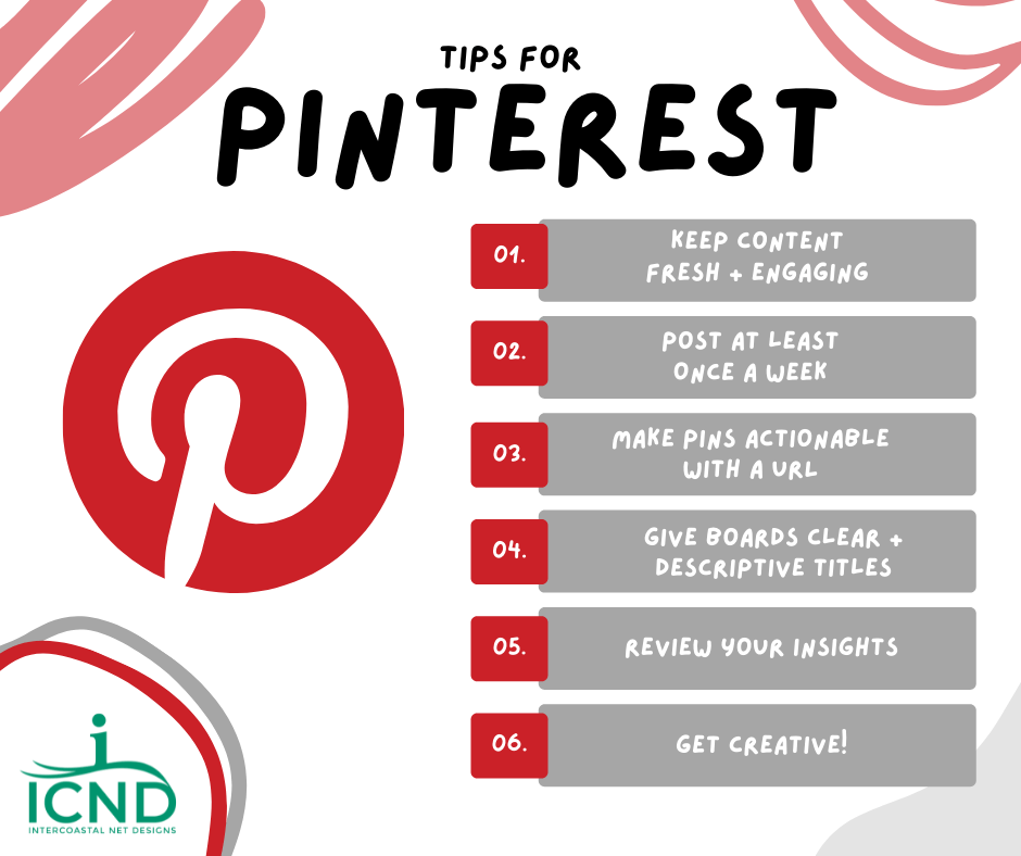 a graphic showing tips and tricks for Pinterest users