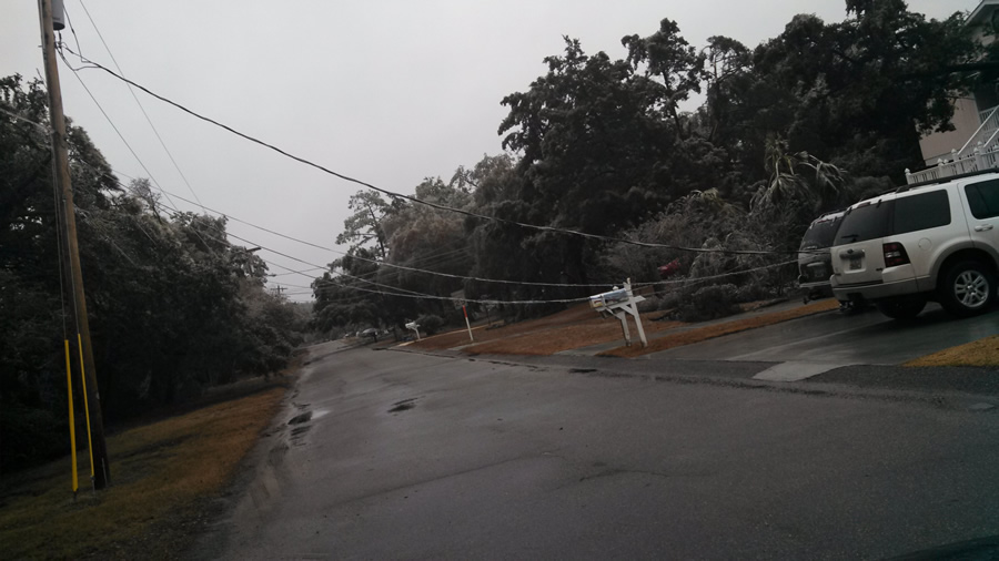 Downed power lines throughout the Southeast