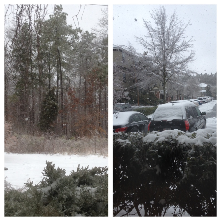 ICND staff reports snow falling in Apex, NC